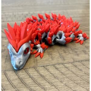 ~*Hot Item*~3D Printed Fully Articulated Dragon - Homemade - Red & Silver 24”